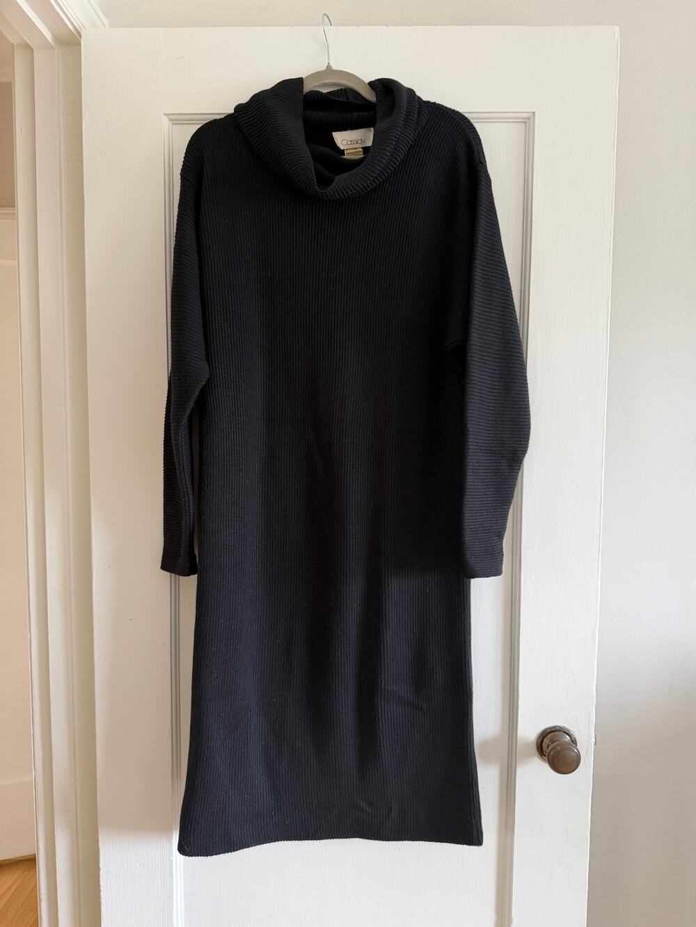 Vintage Cassidy Made in Italy Wool Blend Ribbed Cowl Neck Sweater Dress Small